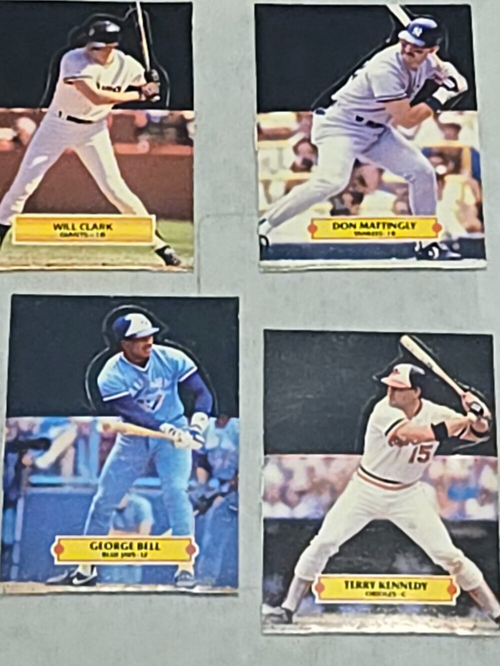 Lot of (4) 1987/88 Leaf Pop-Up Baseball Cards Unpopped Don Mattingly Will Clark